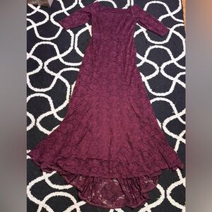 Torrid Burgundy Lace Hi-Low Evening Gown Event Dress Size 10